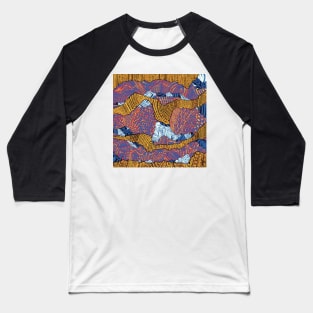 3D Intricate Doodle Design, Orange, Yellow, Purple, White and Red Bright n’ Bold Abstract Pattern Baseball T-Shirt